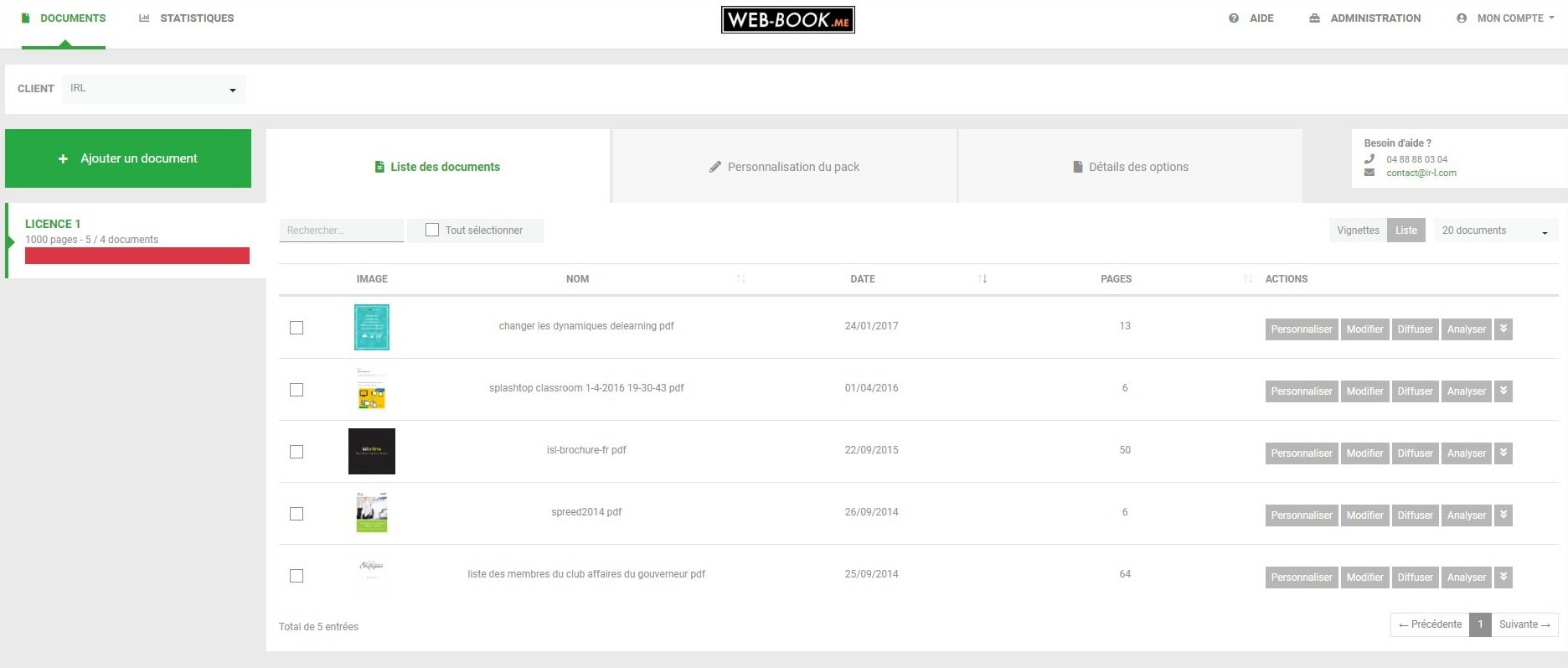 Nouvelle interface administrateur WEB-BOOK